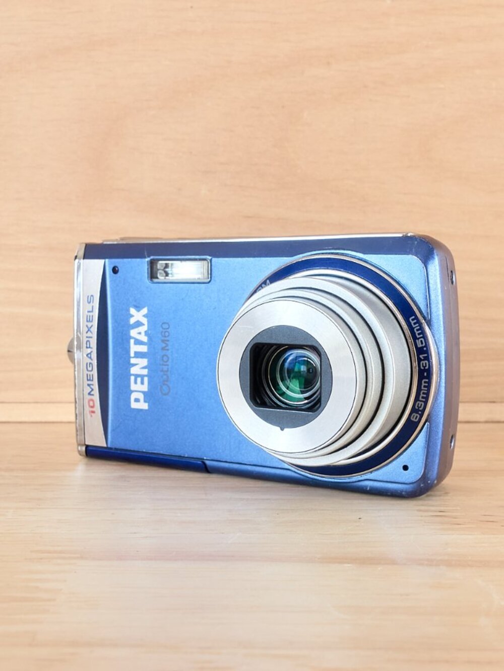 Pentax Optio M60 Blue 10MP CCD Digital Camera 5x Zoom Tested Working